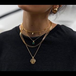 Roman Arc Gold Coin Pendant + Chain. never worn